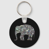Porte-clés Parties scintillant en mosaïque argentée Eléphant (Recto)