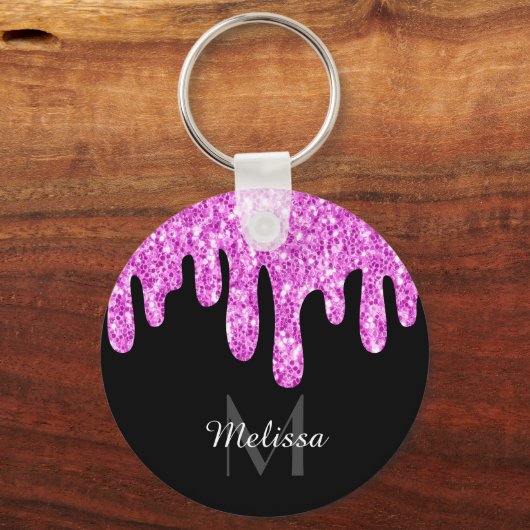 Porte-clés Parties scintillant étincelante rose noir Monogram (Recto)