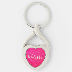 Porte-clés Parties scintillant Heart Keychain Nom personnalis