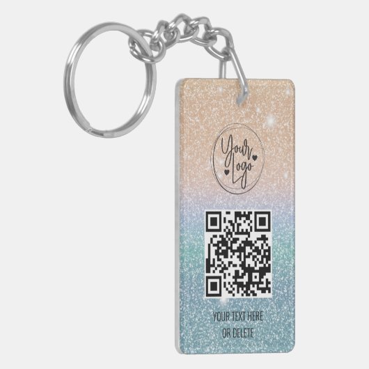 Porte-clés Parties scintillant Holographique Code QR Logo Ent (Devant gauche)
