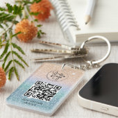 Porte-clés Parties scintillant Holographique Code QR Logo Ent (Devant droit)