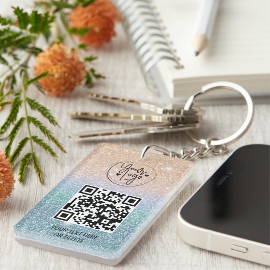 Porte-clés Parties scintillant Holographique Code QR Logo Ent (Devant droit)