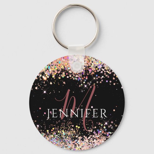 Porte-clés Parties scintillant Holographique moderne Monogram (Recto)