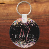 Porte-clés Parties scintillant Holographique moderne Monogram (Recto)