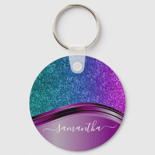Porte-clés Parties scintillant look Bright Purple Nom personn
