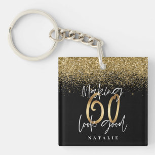 Porte-clés Parties scintillant moderne design noir et or 60 a