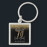 Porte-clés Parties scintillant moderne design noir et or 70 a<br><div class="desc">Parties scintillant moderne effet noir et or 70e anniversaire cadeau. Partie d'une collection élégante et design.</div>