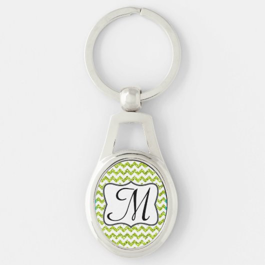 Porte-clés Parties scintillant moderne Lime Gree Chevron Zig (Devant)