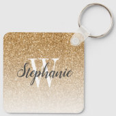 Porte-clés Parties scintillant moderne Ombre Faux Monogramme  (Dos)