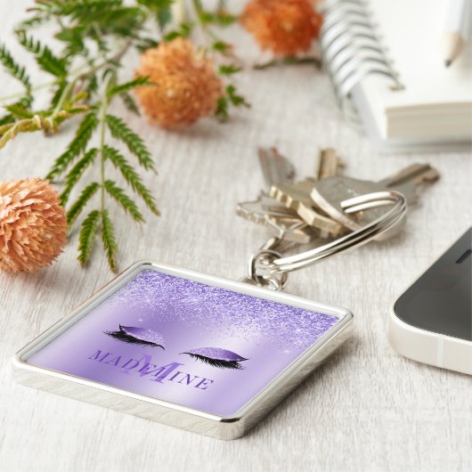 Porte-clés Parties scintillant Monogram moderne à la mode Las (Côté)