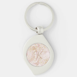 Porte-clés Parties scintillant Monogramme rose et Marbre blan