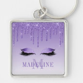 Porte-clés Parties scintillant Monogrammes violets modernes (Devant)