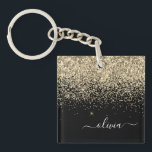 Porte-clés Parties scintillant Noir Or Script Monogramme Nom<br><div class="desc">Parties scintillant à étincelle noire et or Faux Foil Script Monogramme Nom Porte - clé. Cela rend le cadeau parfait pour 16 ans,  mariage,  douche nuptiale,  anniversaire,  baby shower ou bachelorette pour quelqu'un qui aime le luxe glam et les styles chic.</div>