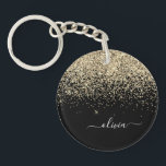 Porte-clés Parties scintillant Noir Or Script Monogramme Nom<br><div class="desc">Parties scintillant d'étincelle dorée et noire Script Monogramme Nom Porte - clé. Cela rend le cadeau parfait pour 16 ans,  mariage,  douche nuptiale,  anniversaire,  baby shower ou bachelorette pour quelqu'un qui aime le luxe glam et les styles chic.</div>