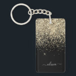 Porte-clés Parties scintillant Noir Or Script Monogramme Nom<br><div class="desc">Parties scintillant d'étincelle dorée et noire Script Monogramme Nom Porte - clé. Cela rend le cadeau parfait pour 16 ans,  mariage,  douche nuptiale,  anniversaire,  baby shower ou bachelorette pour quelqu'un qui aime le luxe glam et les styles chic.</div>
