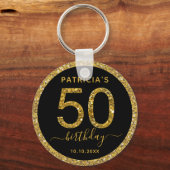 Porte-clés Parties scintillant Noire et Or 50e anniversaire F (Recto)
