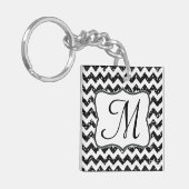 Porte-clés Parties scintillant noire moderne Chevron Zig Zag (Devant gauche)