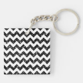 Porte-clés Parties scintillant noire moderne Chevron Zig Zag (Dos)