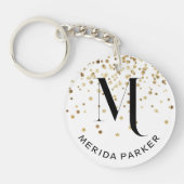 Porte-clés Parties scintillant or blanc glam élégant Monogram (Devant)