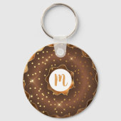 Porte-clés Parties scintillant or chocolat beignet monogramme (Recto)