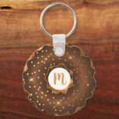 Porte-clés Parties scintillant or chocolat beignet monogramme (Recto)