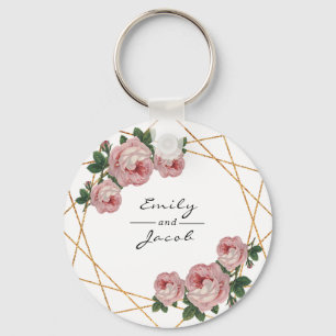 Porte-clés Parties scintillant or rose Floral Wed Elegant