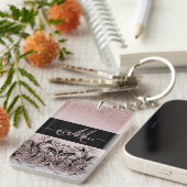 Porte-clés Parties scintillant or Rose Monogramme (Devant droit)