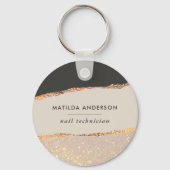 Porte-clés parties scintillant or rose noir rose moderne élég (Recto)