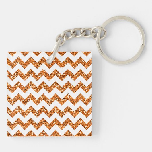 Porte-clés Parties scintillant orange moderne Chevron Zig Zag (Dos)