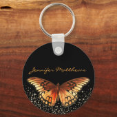 Porte-clés Parties scintillant papillon monogramme élégant (Recto)