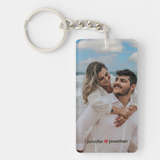 Porte-clés Parties scintillant photo en couple Coeur d'argent