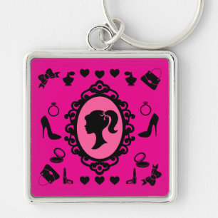 Porte-clés Parties scintillant Poupée Anniversaire rose Glam