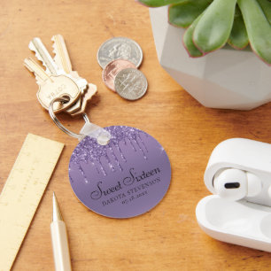 Porte-clés Parties scintillant pourpre de séchage   Sweet six