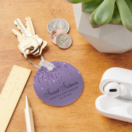 Porte-clés Parties scintillant pourpre de séchage | Sweet six (Bureau)
