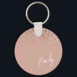 Porte-clés Parties scintillant rose brillante Rose fille Mono<br><div class="desc">Rose Gold - Blush Pink Sparkle Parties scintillant Script Monogramme Nom Clés (Porte - clé). Cela rend le cadeau parfait pour 16 ans,  mariage,  douche nuptiale,  anniversaire,  baby shower ou bachelorette pour quelqu'un qui aime le luxe glam et les styles chic.</div>