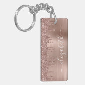 Porte-clés Parties scintillant rose de goutte d'or Monogrammé (Devant gauche)