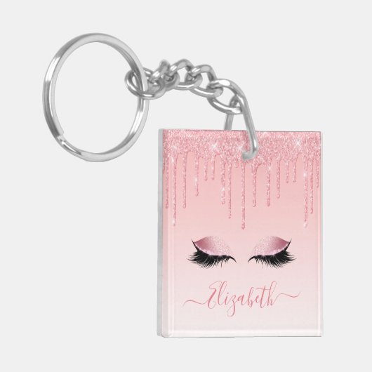 Porte-clés Parties scintillant rose design moderne (Devant gauche)