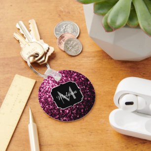 Porte-clés Parties scintillant rose foncé brillant scintille