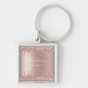 Porte-clés Parties scintillant rose Gold Blush - Votre texte