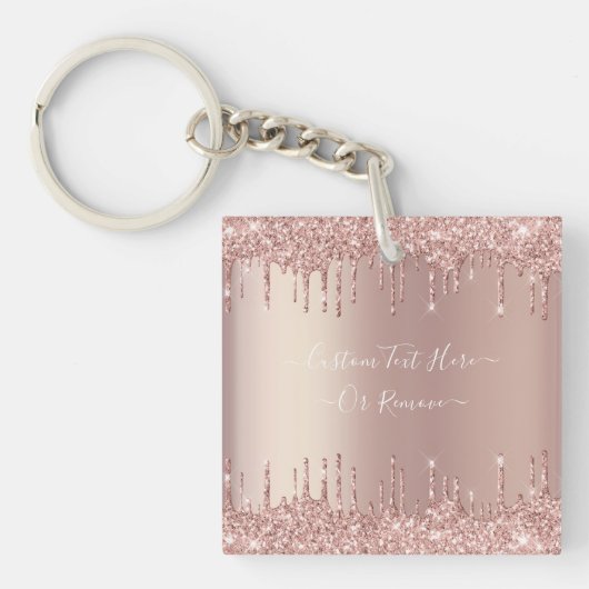 Porte-clés Parties scintillant rose Gold Blush - Votre texte (Devant)