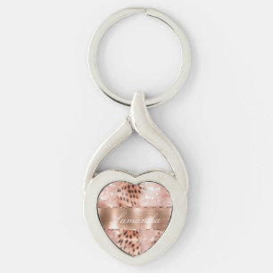 Porte-clés Parties scintillant rose Gold Glam Leopard