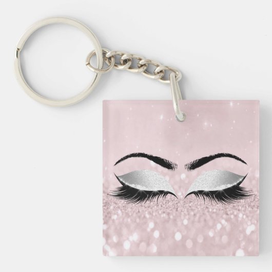 Porte-clés Parties scintillant rose Grey Lashes de maquillage (Devant)