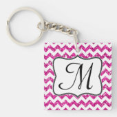 Porte-clés Parties scintillant rose moderne Chevron Zig Zag P (Devant)