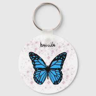 Porte-clés Parties scintillant rose papillon bleu magique