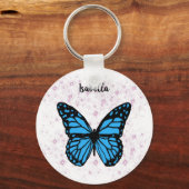 Porte-clés Parties scintillant rose papillon bleu magique (Recto)