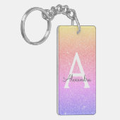 Porte-clés Parties scintillant rose pourpre et monogramme éti (Devant gauche)