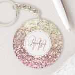 Porte-clés Parties scintillant rose vierge personnalisée Unic<br><div class="desc">Personnalisez facilement ce magnifique porte - clé de fausse parties scintillant rose brillant avec votre monogramme et votre nom personnalisés.</div>