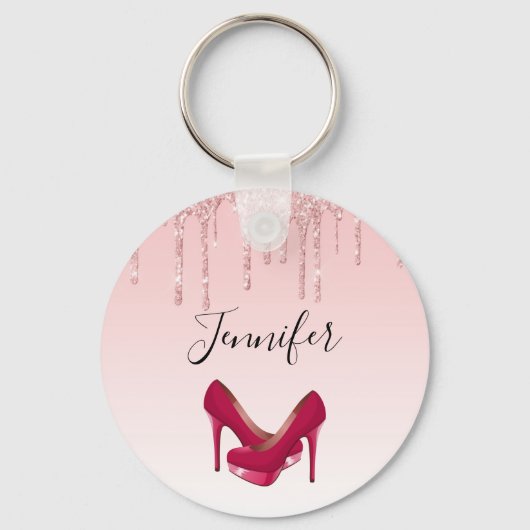 Porte-clés Parties scintillant roses modernes et talons hauts (Recto)