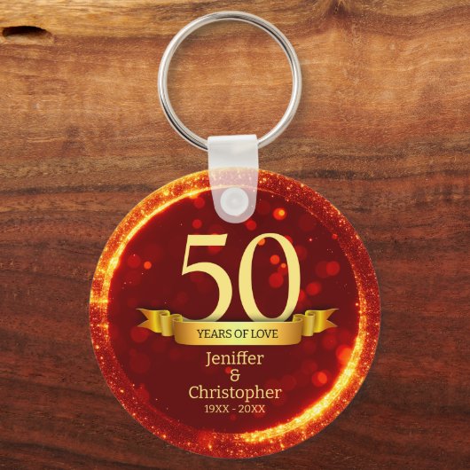 Porte-clés Parties scintillant rouge et or Modifier l'année A (Verso)