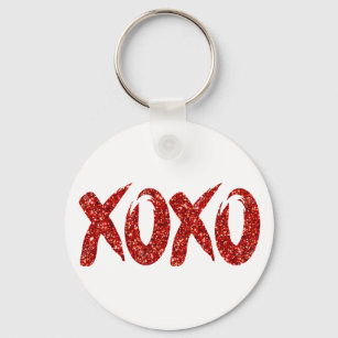 Porte-clés Parties scintillant rouge XOXO   Glam Brushstroke 